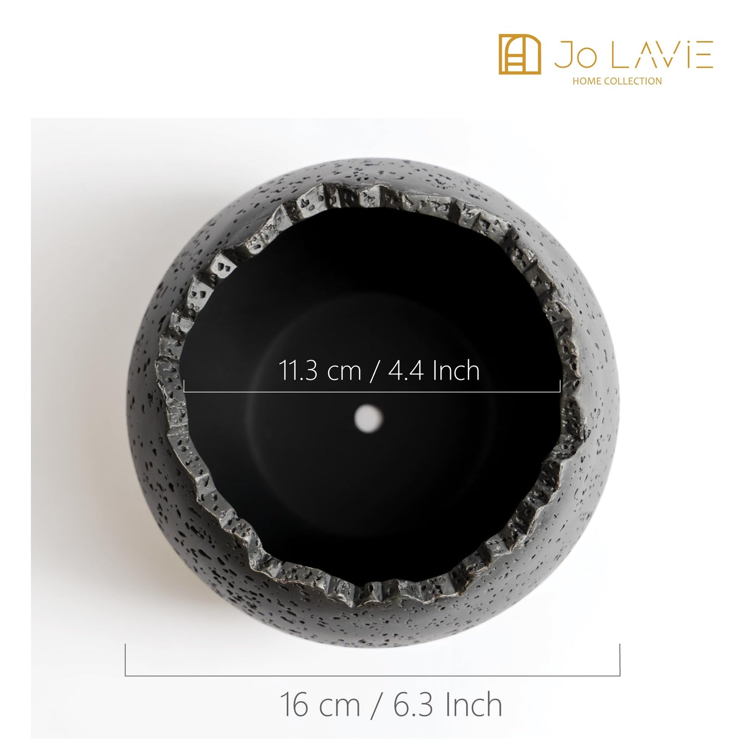 Jo Lavie 6 Inch Modern Minimalist Resin Planters with Drainage Hole, Charcoal Gray Indoor Outdoor Flower Pots for Succulents, Herbs, Orchids & Small Plants - Charcoal Gray