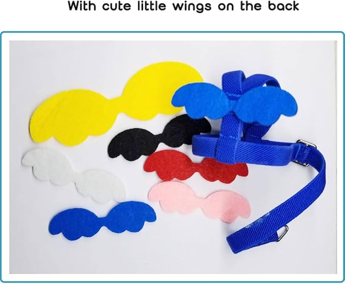 Adjustable Bird Harness with Elastic Leash, Pet Parrot Harness and Leash, Adjustable Training Design Anti-Bite, Bird Nylon Rope with Cute Wing for Conure (Green,Macaw)