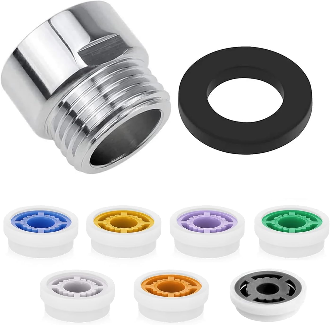Bestgle 2 Sets 7 Shower Flow Reducer Limiter Set, Water Flow Saver Adapter 1/2 Inch Flow Restrictor, Control Valve for Fixed Shower Head Handheld Shower 1.2/1.5/1.8/2/ 2.2/2.5 GPM