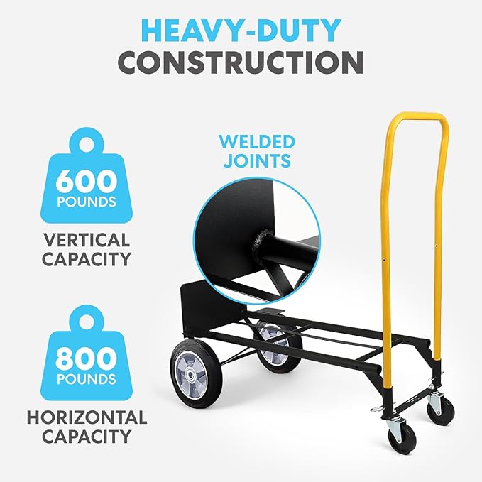 Simpli-Magic 2 in 1 Convertible Hand Truck and Dolly, 800LBS – Heavy-Duty