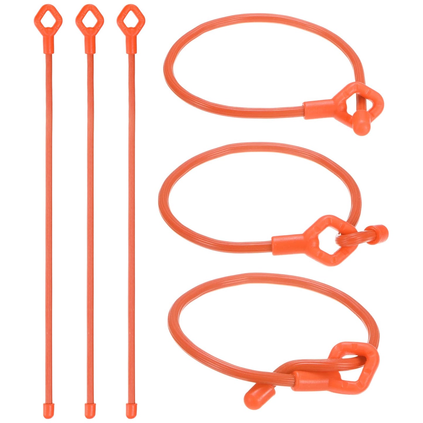 M METERXITY 6-Pack Adjustable Plant Ties, 12inch/30.48cm Silicone Flexible Multi-Function Sturdy Garden Twist Tie for Plant Support/Tree/Shrub/Vine, Reusable Support Twine [Orange]