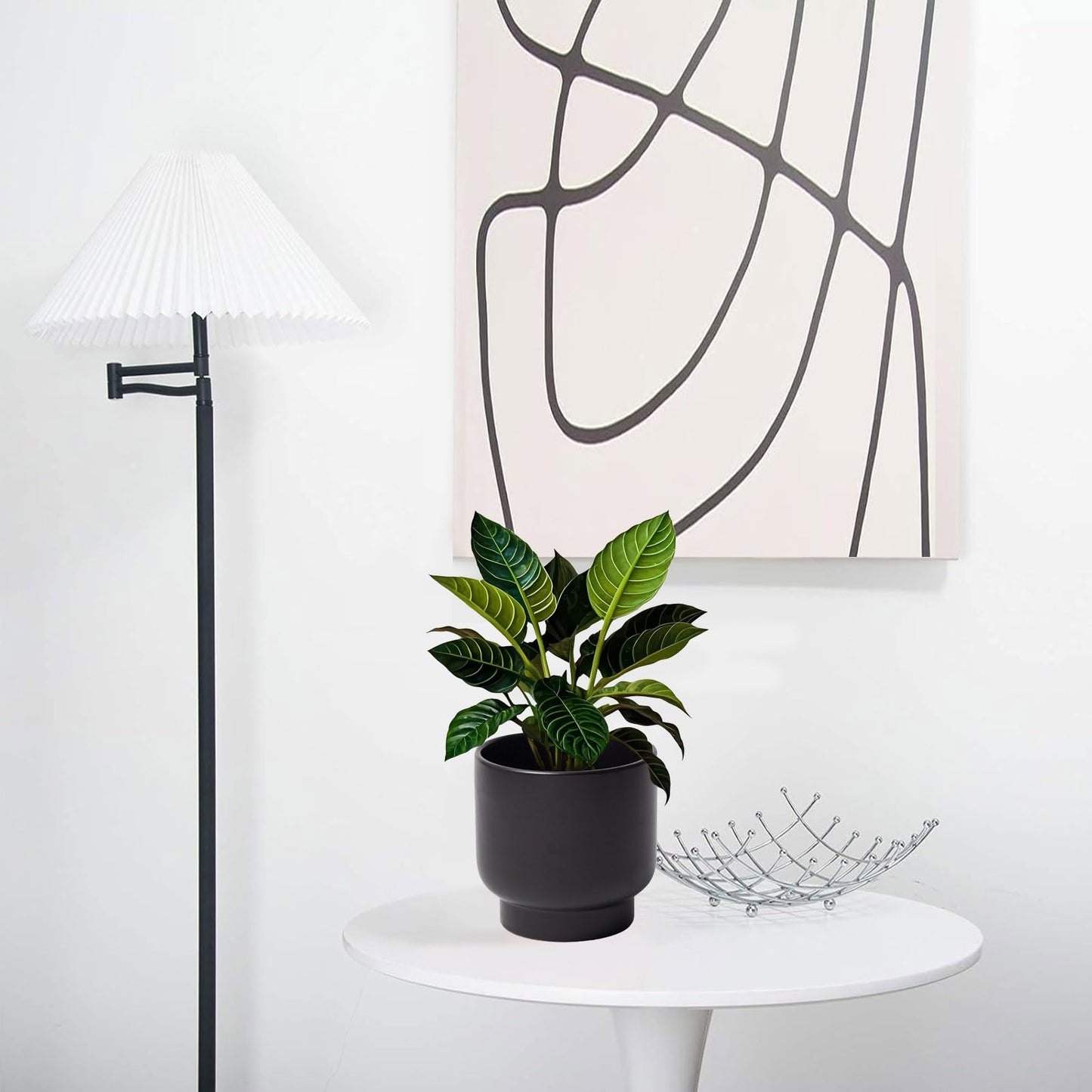 LB Black Ceramic Plant Pot for Indoor Plants, Succulent Planters Ceramic Plant Pots, Modern Flower Pots for Living Room Office Home Decor, Round Flower Pot of 4.3 Inch(Plant Not Included)
