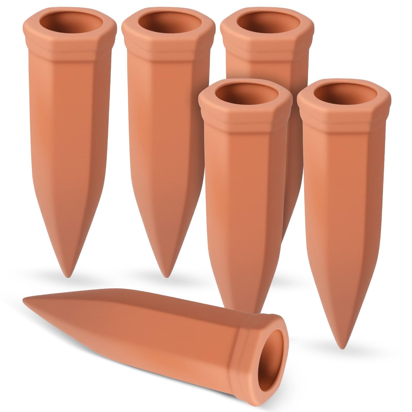 Afcabakila 6 Pcs Large Terracotta Watering Spikes, 95ml Clay Watering Spikes for Plants, Automatic Self-Watering System for Indoor & Outdoor Use, Slow Release Plant Nanny, Vacation Plants Care