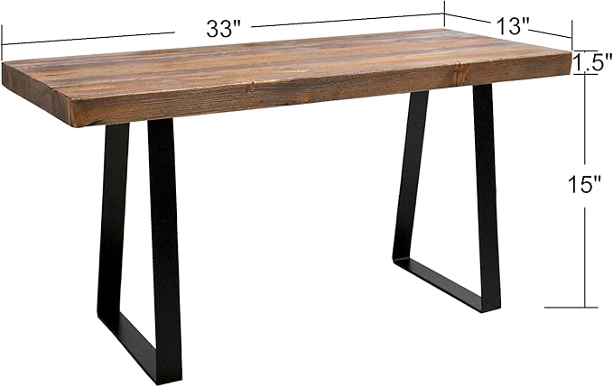 Home Soft Things Natural Old Pine Wood Rectangle Entryway Bench, Sturdy Hand