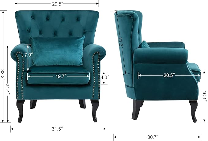 Mid Century Modern Accent Chair Upholstered Armchair Comfy Velvet Fabric Single