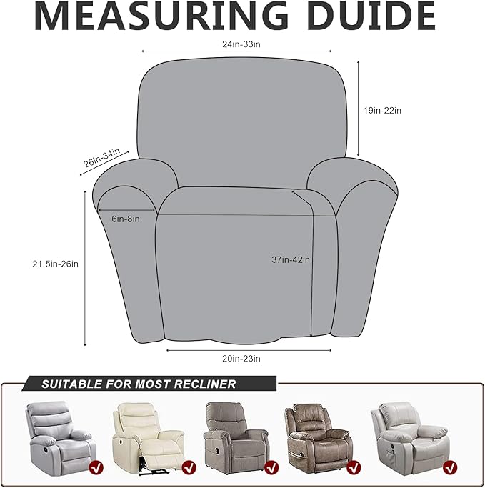 ANARACHON Leather Like Recliner Chair Covers Heavy Duty, 4 Pieces Recliner Cover
