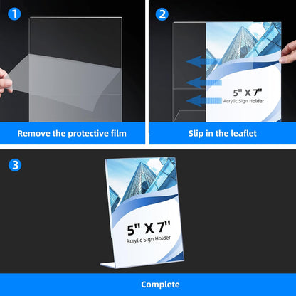 6 Pack Slanted Back Acrylic Sign Holders 5x7 for Business & Store, Tabletop Vertical Sign Holder with Anti-Slip Pads Clear Display Stand, for Menus Flyers Documents Office Restaurants Party Decoration