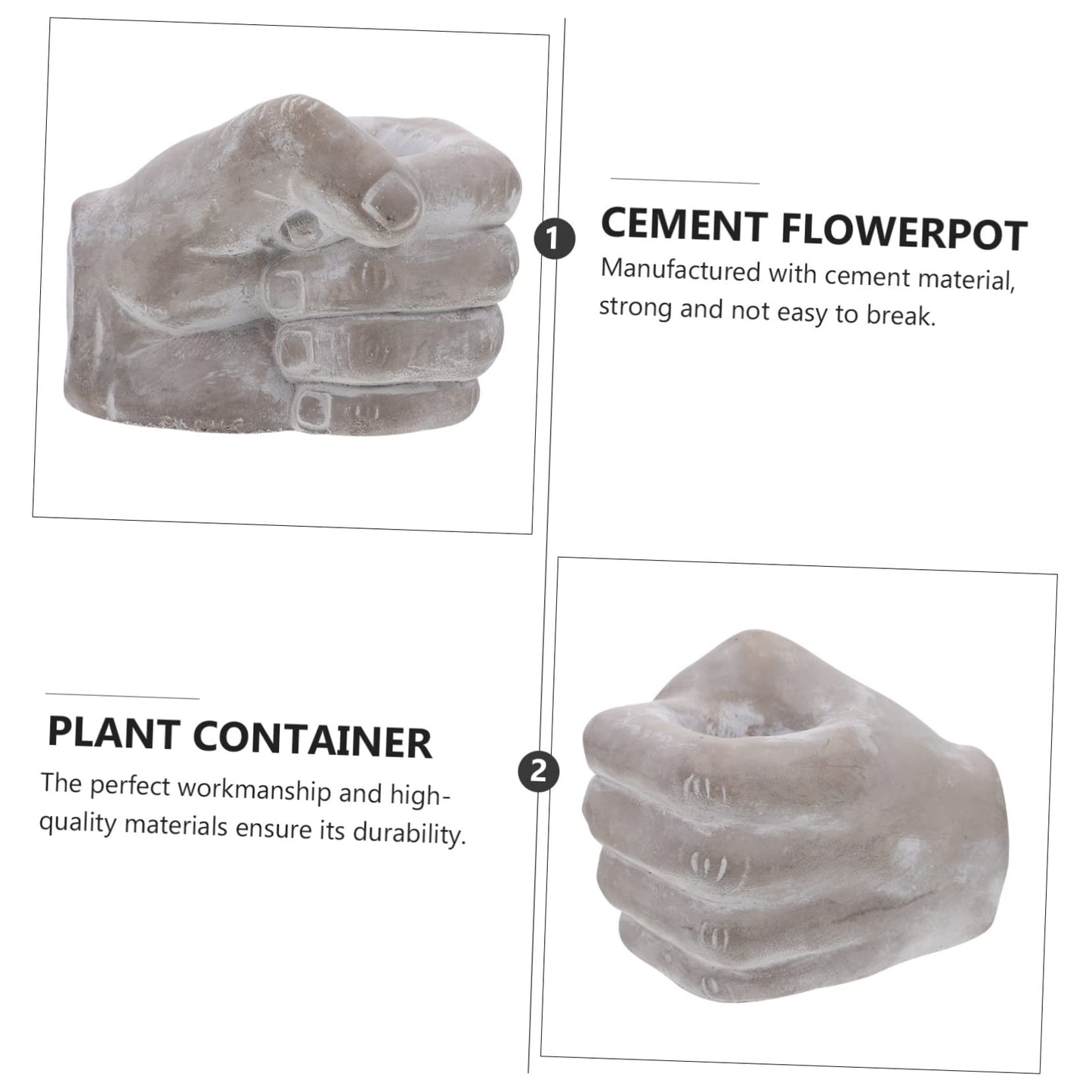 KONTONTY Fist Shape Cement Flower Pot Succulent Planter Indoor Outdoor Decorative Hand Shaped Plant Container for Home Balcony Patio