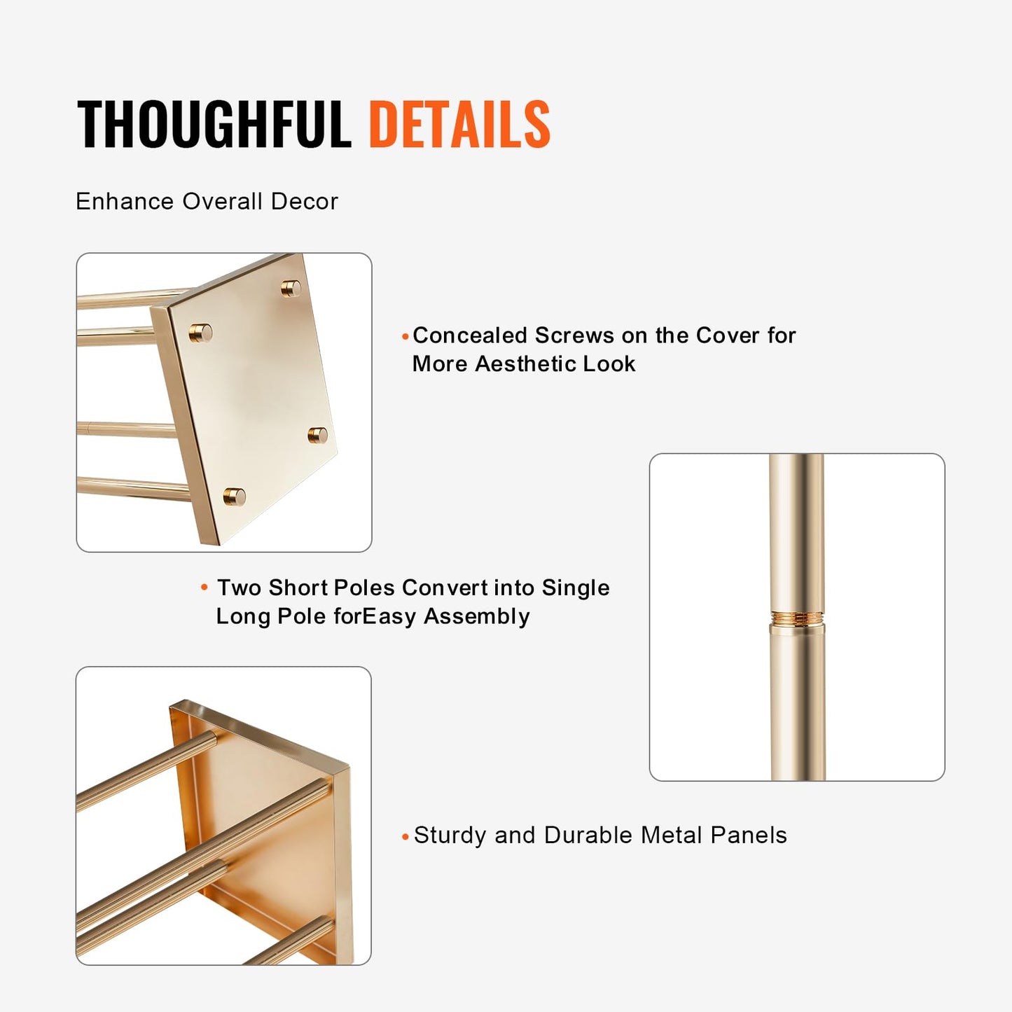 Happybuy 4PCS Gold Metal Column Wedding Flower Stand, 23.6-inch High with Metal Laminate, Cylindrical Vase Geometric Centerpiece Display Stands for Event, Reception & Party Decoration
