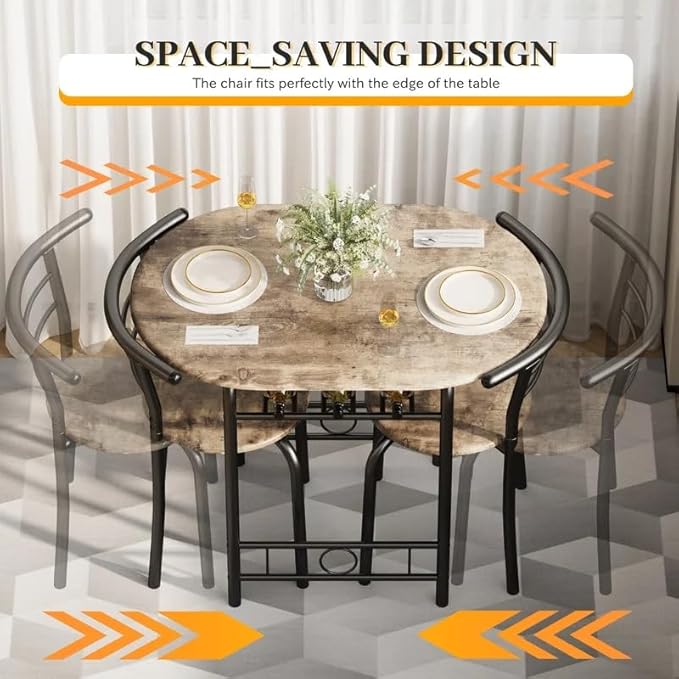 Shahoo 3-Piece Wooden Dining Table Set, Kitchen Breakfast Nook Sets