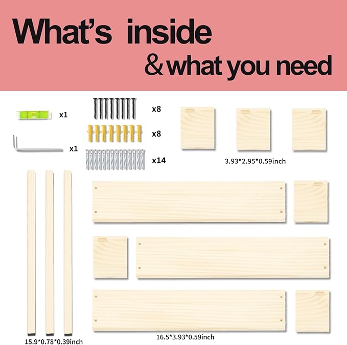 Fixwal Nursery Shelves, 16.5 Inch Floating Bookshelves