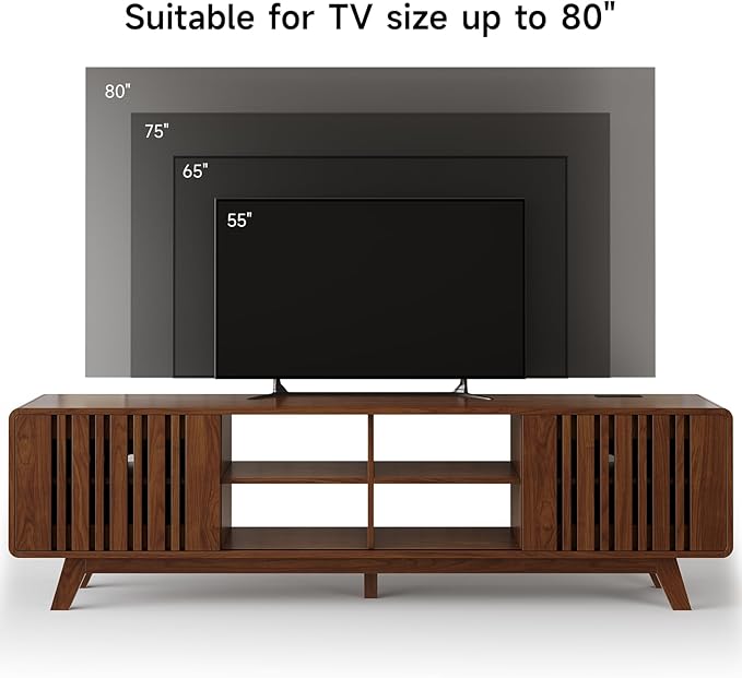 ONBRILL 70-Inch TV Stand for TVs up to 80 Inch, Mid-Century Modern Television