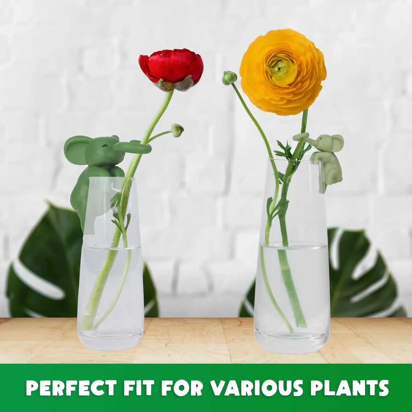 Plant Propagation Buddy – Plant Cutting Holders for Sprouts, Stems & Shoots, Cute & Sturdy Plant Supports for Indoor Gardens & Propagation Stations, Perfect Gift for Plant Lovers (Green, 3 Elephant)