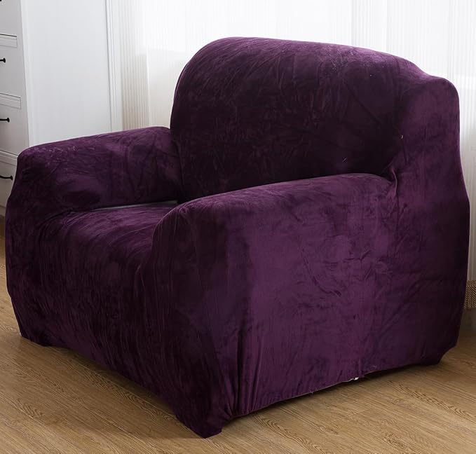 vctops 1-Piece Velvet Plush Stretch Chair Sofa Slipcover Soft Fuzzy Fluffy