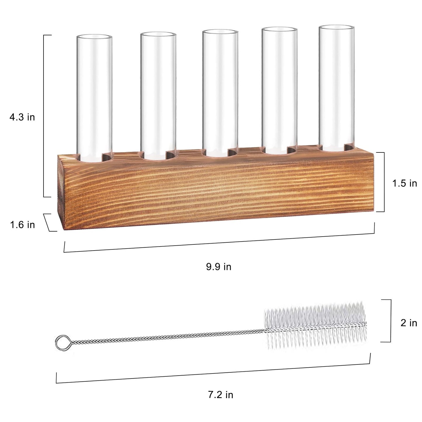 Renmxj Plant Propagation Station, Plant Terrarium with Wooden Stand, Plants Pots for Hydroponics, Small Birthday Gardening Gifts for Women Mom Plants Lovers Unique - 5 Glass Test Tubes Vases