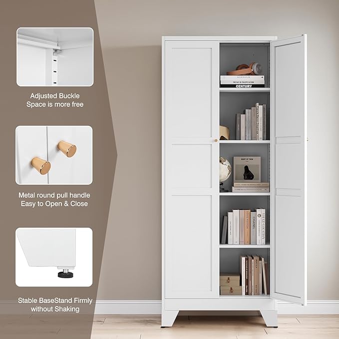 Yizosh Metal Pantry Cabinet, Cupboard