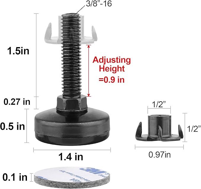 Anwenk Furniture Levelers Heavy Duty Furniture Leveling Feet Adjustable Leg