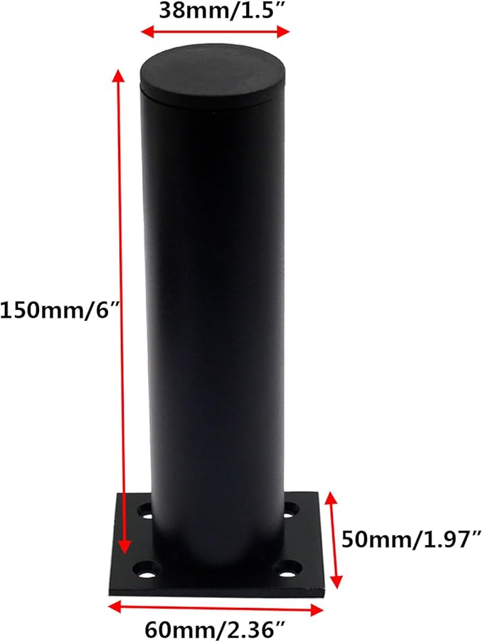 4 Pack Adjustable Furniture Legs Round 1.5" Dia Thickened Aluminum Alloy Sofa