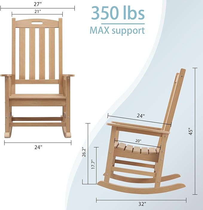 Psilvam Oversized Outdoor Rocking Chair,