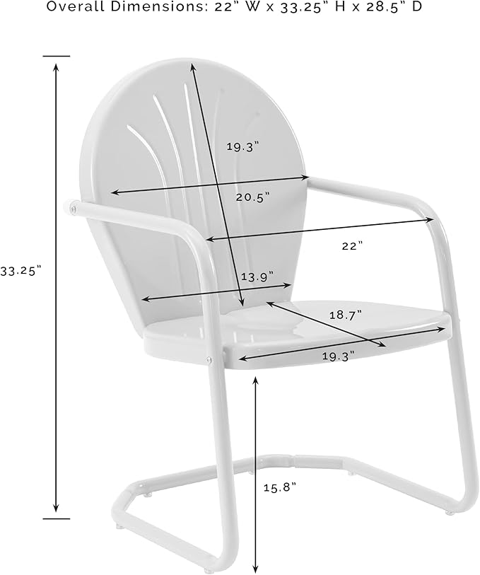 Crosley Furniture Griffith Outdoor Chair, Retro Metal Patio Chairs