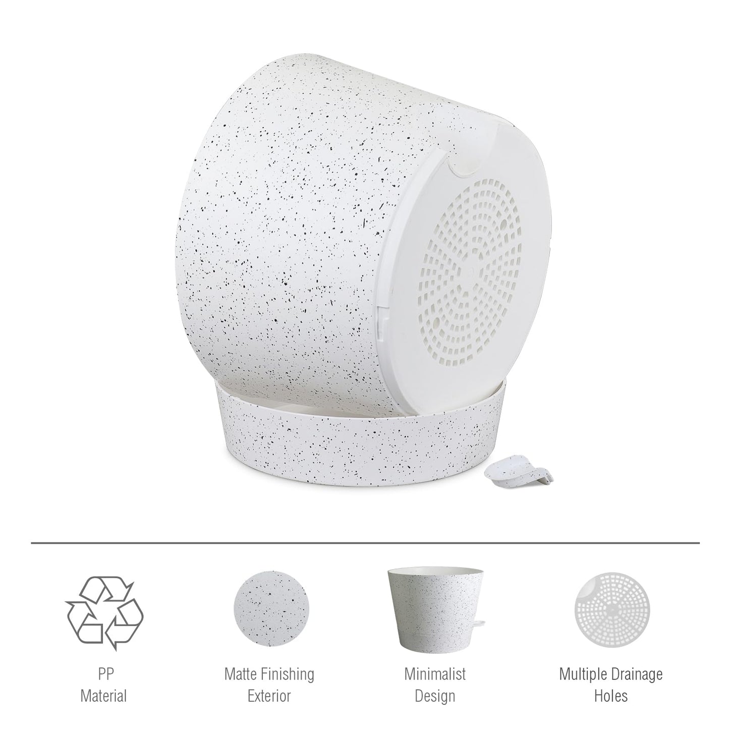 Meowell 12 inch Large Self Watering Pots, Plant Pots with Mesh Drainage Holes for Indoor Outdoor Plants, Plastic Planters with Deep Reservoir for Garden House Flower Plants, Speckled White