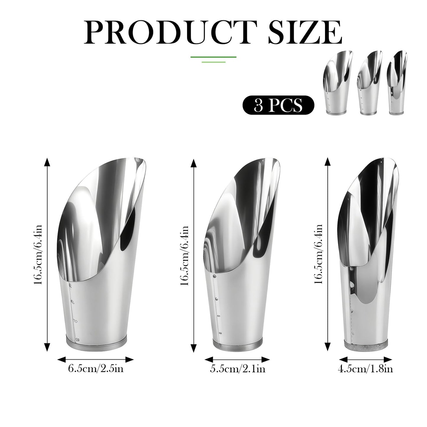 3Pcs Stainless Steel Soil Scoop Set - Bonsai Shovel Tools for Repotting, Succulent Planting, Gardening Small Metal Hand Spade Trowel (Silver)