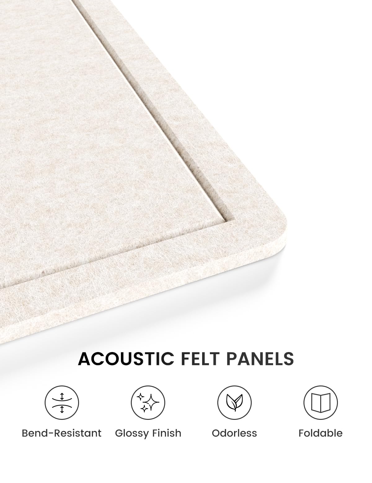 Fluxynara Bulletin Board, 35" x 17.5" Cork Board Alternative with 12 Safe Removable Adhesive Tabs, Foldable Felt Pin Board for Home Office, Classroom, Bedroom,Entryway for Walls—Oatmeal