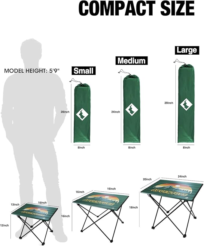 VILLEY Portable Camping Side Table, Ultralight Aluminum Folding Table