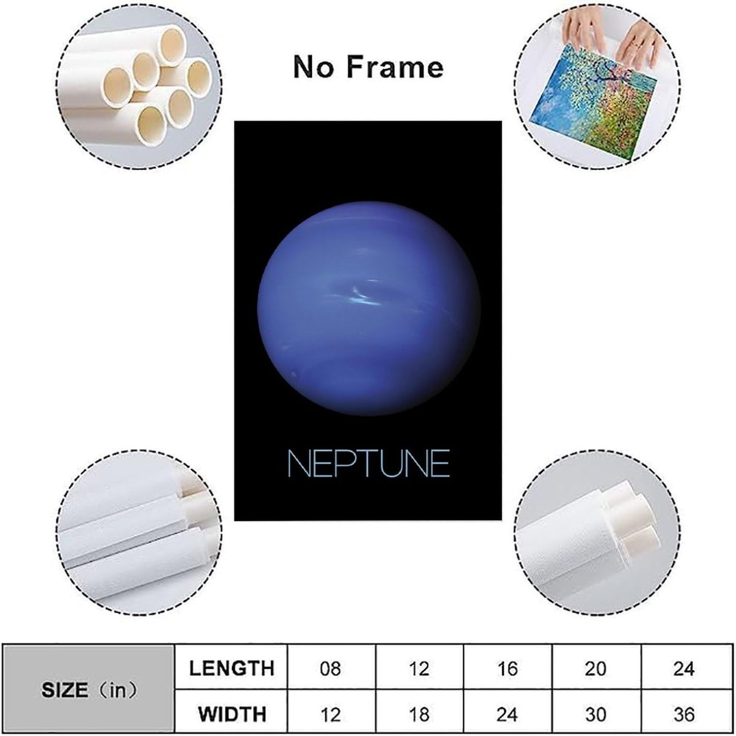 XIAOLOUTINYU Solar System Canvas Wall Art - Neptune Planet Space Poster for Kids Room Bedroom Classroom, STEM Educational Astronomy Decor, Science Gift for Boys Girls Teens, 16x24 Inch Unframed