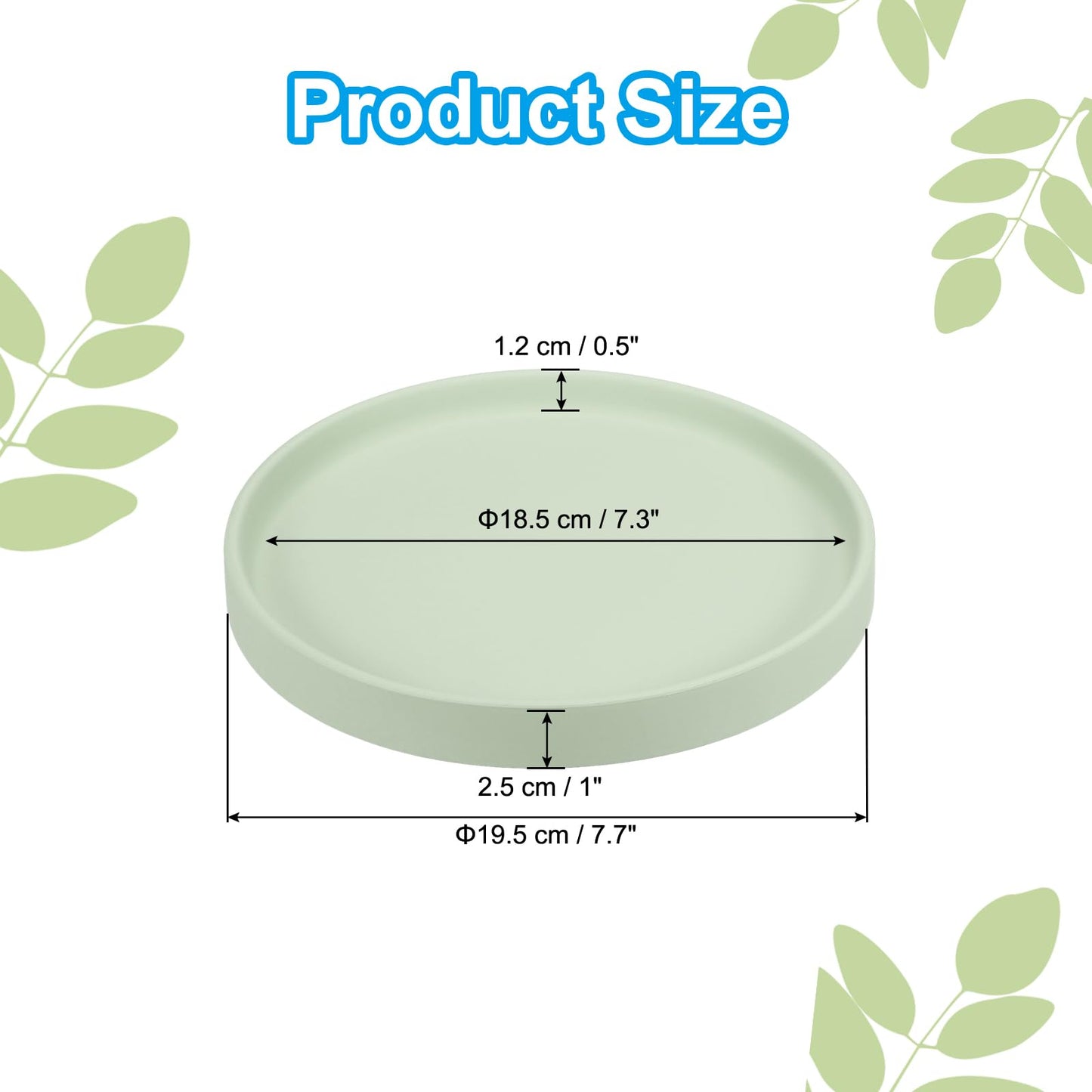 PATIKIL 7.7 Inch Round Ceramic Plant Saucer, Plant Saucer Tray Flower Planter Drip Tray for Indoors Outdoors Patio Balcony, Mint Green