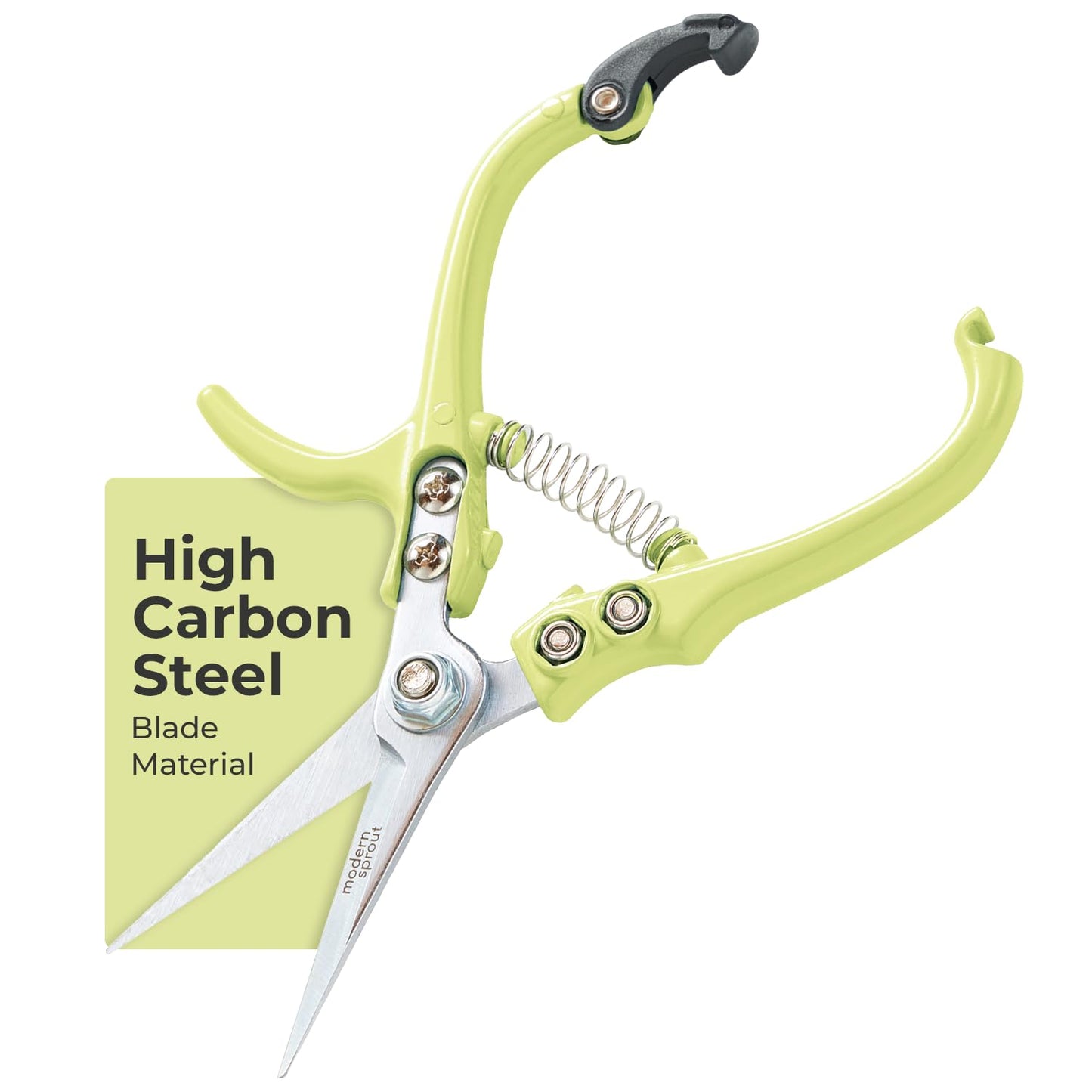 Modern Sprout Pruning Shears - Herb Snipping Scissors- Lightweight Gardening Tools W/Easy Lock - Flower Cutter Garden Shears - Carbon Steel Blade + Reusable Holster (Chartreuse, 1-Pack)