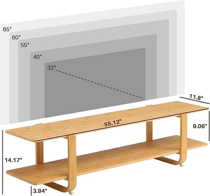 HollyHOME Bamboo TV Stand with Storage
