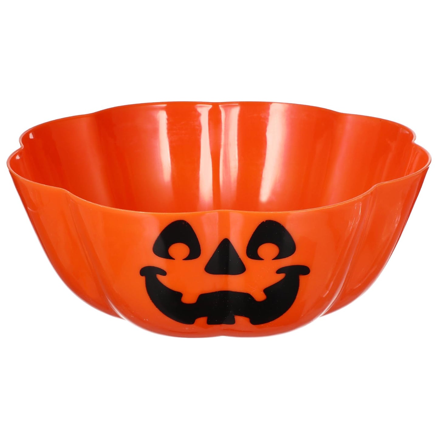 Hemoton Halloween Fruit Salad Bowl 11.6 Inch Pumpkin Shape Orange Plastic Candy Serving Dish Multi-Use Plate for Party Snacks Festive Holiday Decor