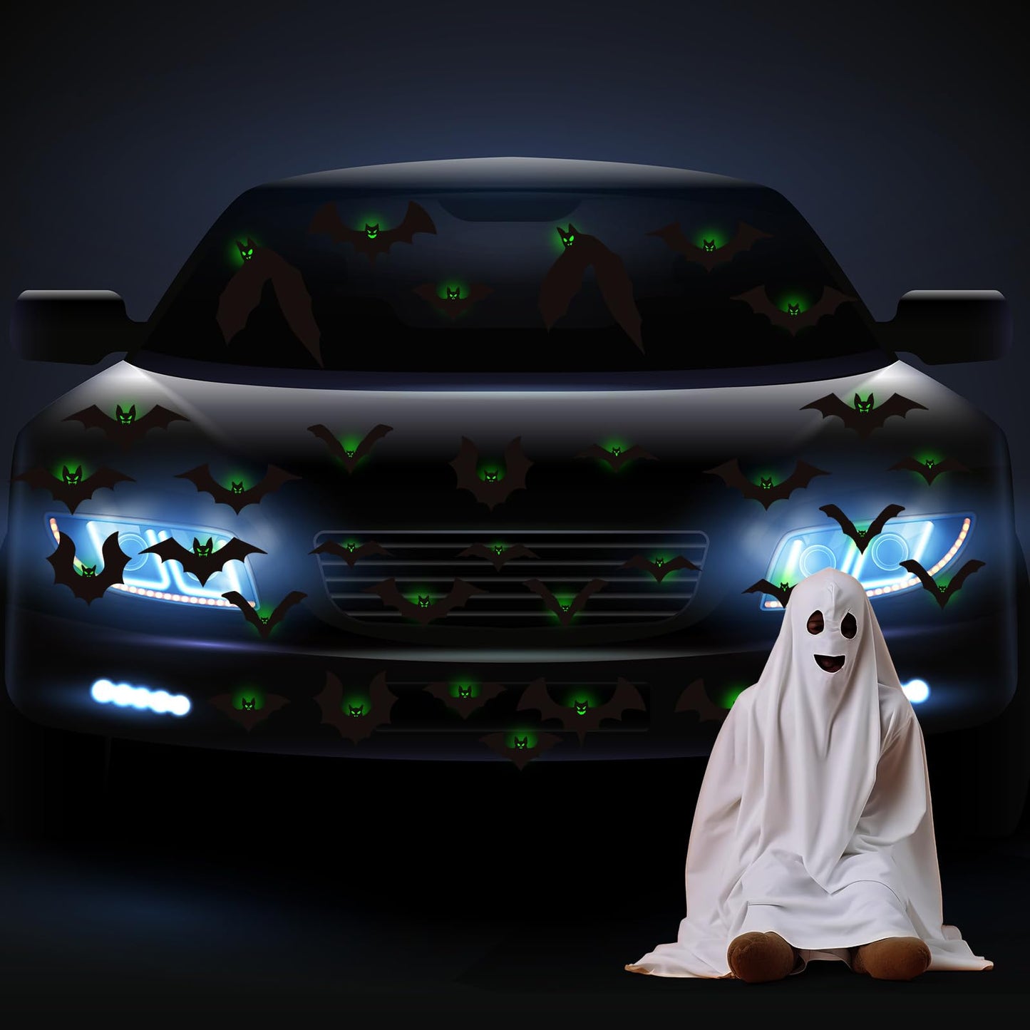 Kanayu 32 Pcs Halloween Garage Door Decorations Magnets Glow in the Dark Black Bats Spider Garage Door Magnets Luminous Magnetic Stickers Halloween Decorations for Home Car Refrigerator(Large Bat)