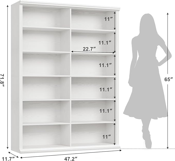 Rresyet 71.8" L *47.2“W Wooden Bookcase and Bookshelf – Extra Large Bookshelf