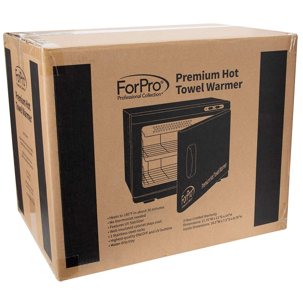 ForPro Professional Collection Premium Hot Towel Warmer, 23L Extra Large Capacity, Two Stainless Steel Racks, Black