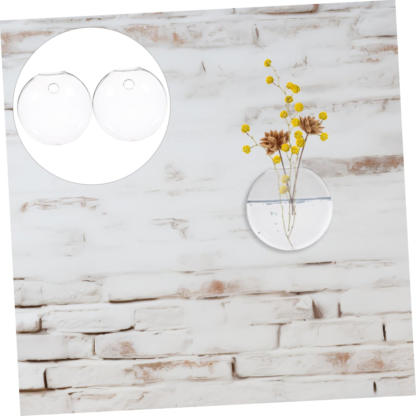 Ciieeo 2pcs Wall-Mounted Boho Decor Hydroponic Glass Vase Hanging Plant Terrariums for Home Office