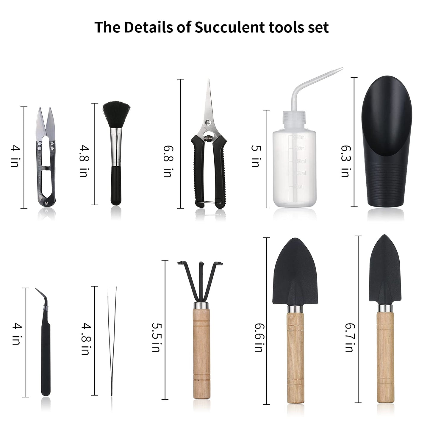 11Pcs Succulent Tools,Mini Garden Tools,Succulent Watering Tool as Plant Accessories,Succulent Gardending Hand Tools Kit for Seedling Soil,Caring Succulent,Houseplant,Gifts for Woman (No Flowerpot)