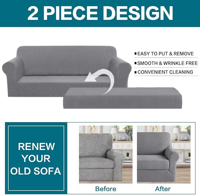 Turquoize Stretch Sofa Slipcover 2 Pieces Sofa Cover Couch Cover