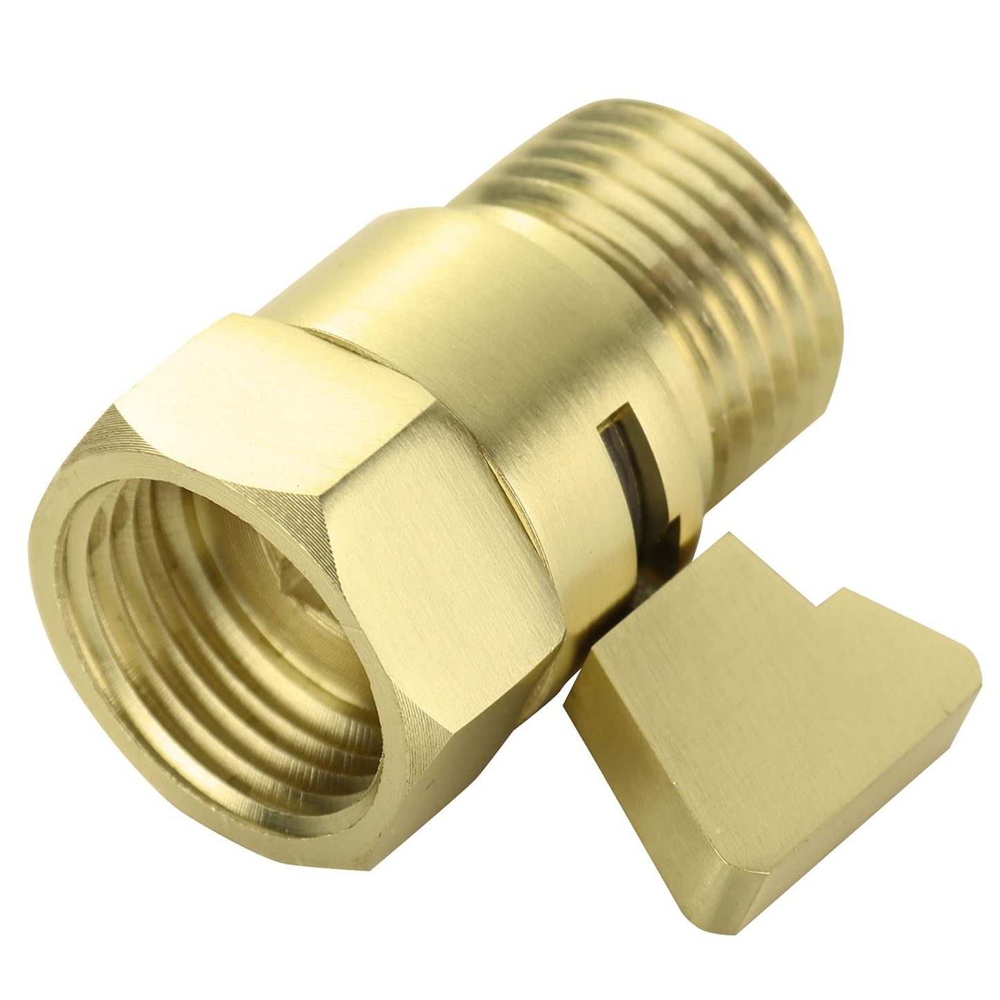Water Flow Control Valve Brass Shut Off Valve,Brushed Brass Adjustable Water Volume Valve G1/2 Water Pressure Regulator for Hand Held Shower Head & Bidet Sprayer