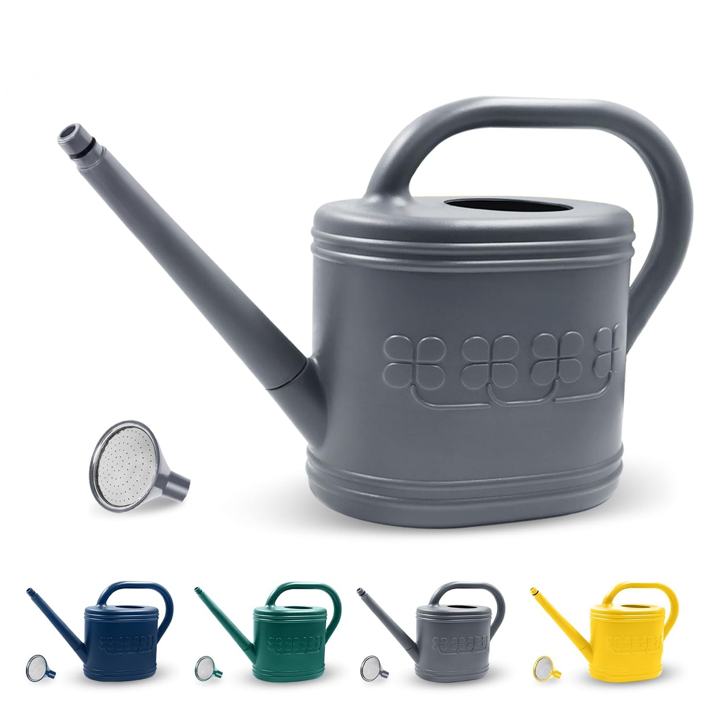 Watering Can for Indoor & Outdoor Plants, Plant Watering Can with Stainless Steel Shower Head, 1 Gallon Plastic Watering Can for Garden, Flowers, Vegetable, Greenhouse