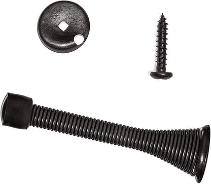 KISEER 16 Pack Spring Door Stops 3 1/4 Inch Flexible Heavy Duty Spring Door Stopper with RustProof Screw Rubber Bumper Tips (Black)