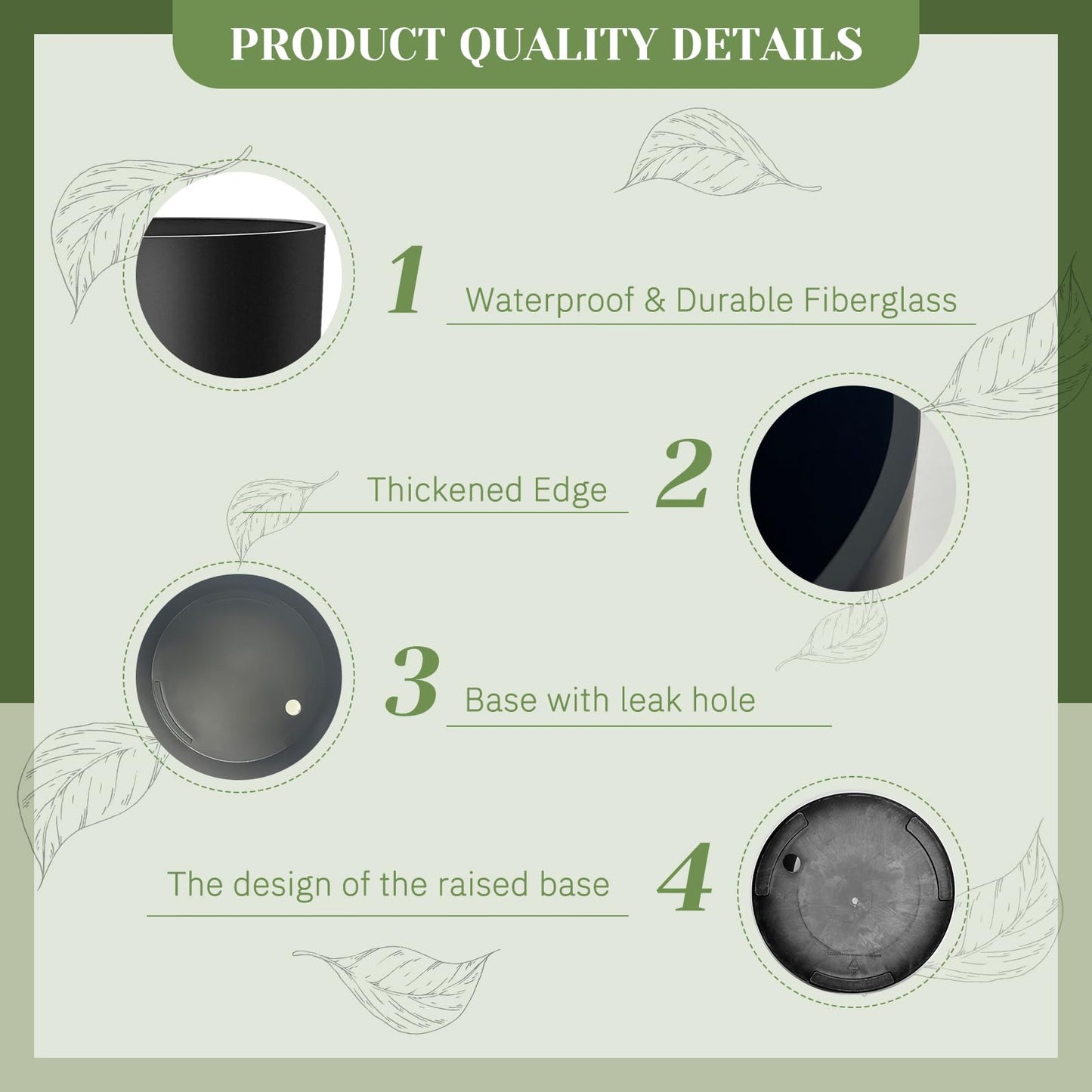fuxuiwy Flower Pot Large Indoor Cylindrical Plastic Planter with Drain Hole and Stopper (Black, 10 Inch)
