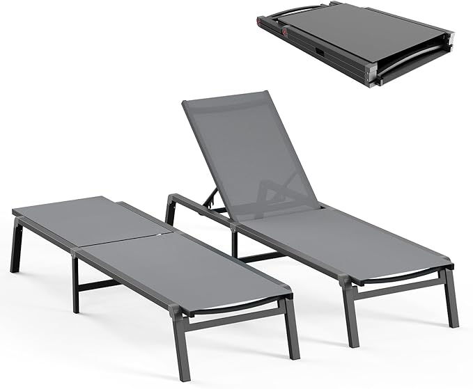 Ciokea Patio Chaise Lounge Chair, Foldable Lounge Chair