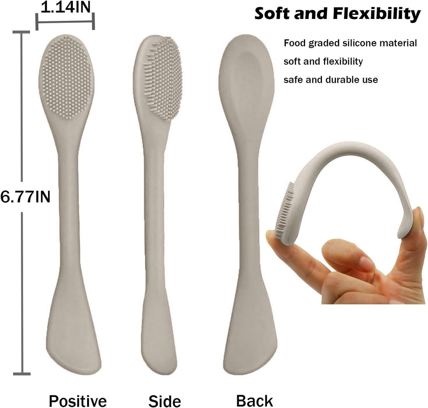 Facial Cleansing Brush, 2 in 1 Silicone Face Mask Brush & Face Scrubber, For Exfoliating, Massaging, Remove Blackheads, Makeup Skincare Removal, Applicator for Mud, Clay, Body Lotion, DIY Mask