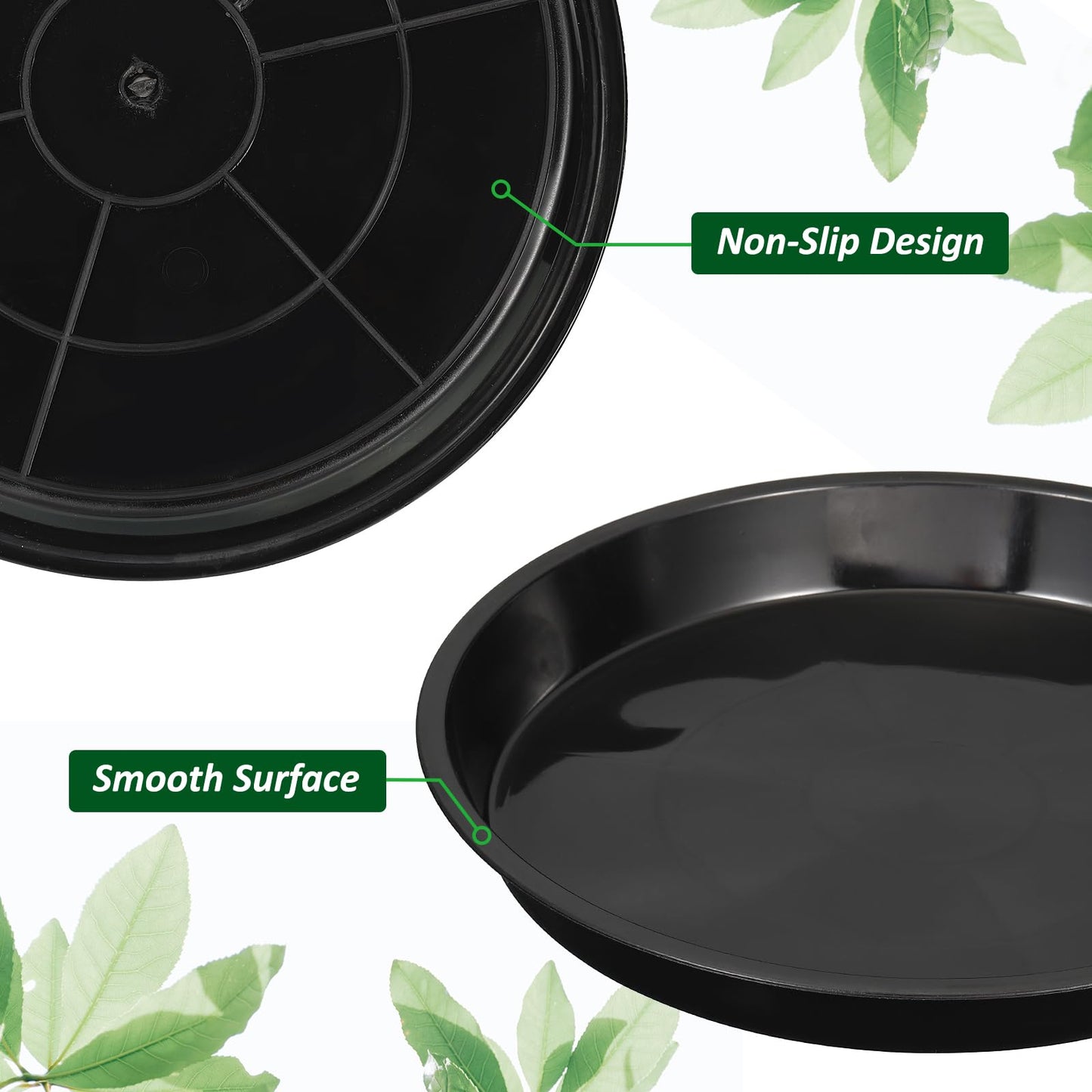PATIKIL 16 Pack Plastic Plant Saucer, 12 Inch Plant Tray for Pots Round Plant Dish Plant Drip Trays Water Tray for Indoors Outdoors Garden, Black