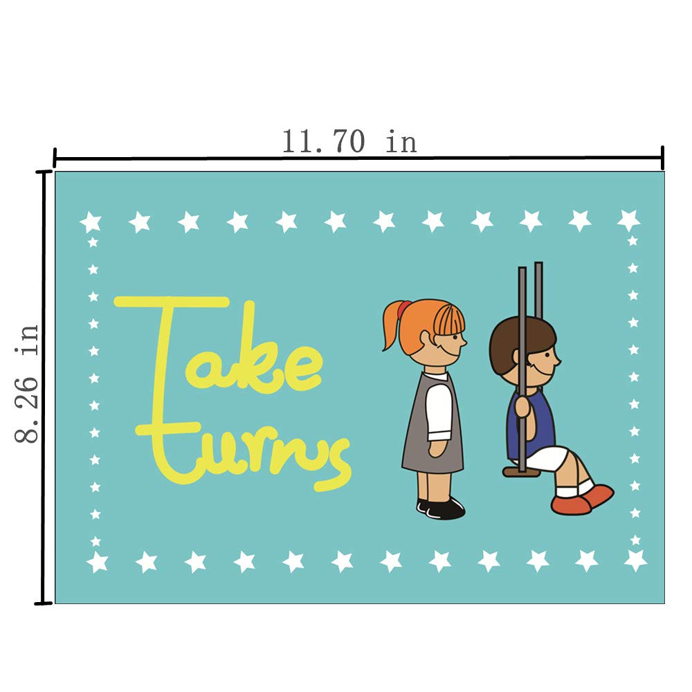 SANTSUN 9 Good Habits Polite Class Rules Teacher Classroom Signs.English Poster Classroom Wall Decoration. Class Organization Charts.