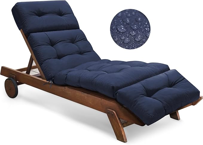 Waterproof Chaise Lounge Chair Cushions Outdoor 74.4 x 22 x 4.7 Inches Memory