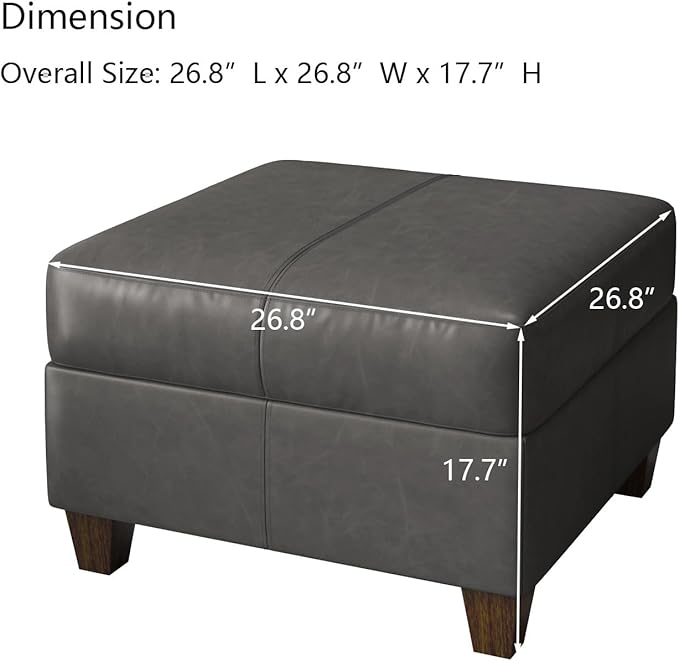 EASE MOOSE Faux Leather Square Ottoman Module