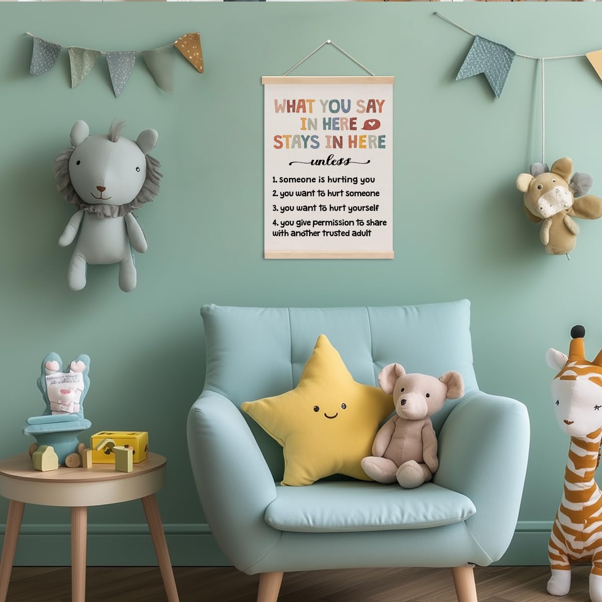 XFN Boho Growth Mindset Wall Art Banner, 15.8"L x 11.8"W, Multi 0049, Perfect for Bedroom, Living Room, Office, Classroom, Nursery Room Decor